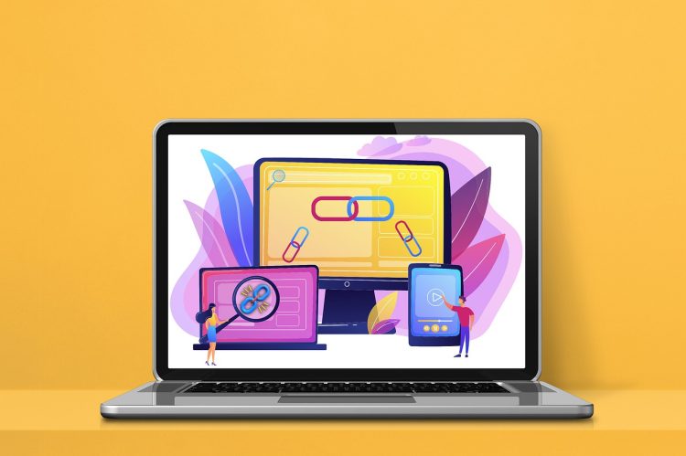 Link building in the laptop illustration.
